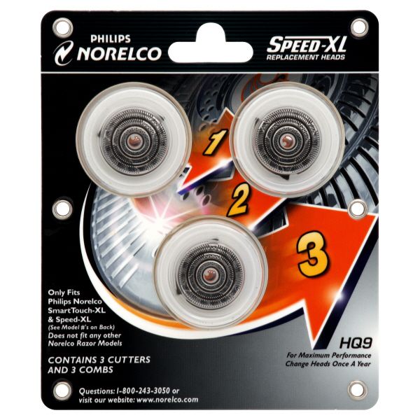 Norelco Speed-XL Replacement Heads, HQ9, 3 replacement heads