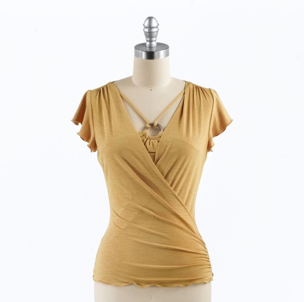 Byline Flutter Sleeve Top with O-ring Decoration