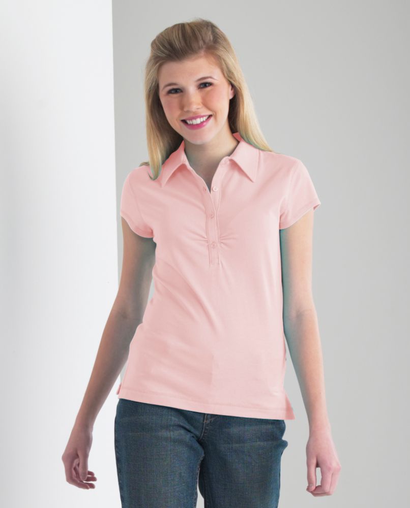 Personal Identity Polo with Buttons and Ruching