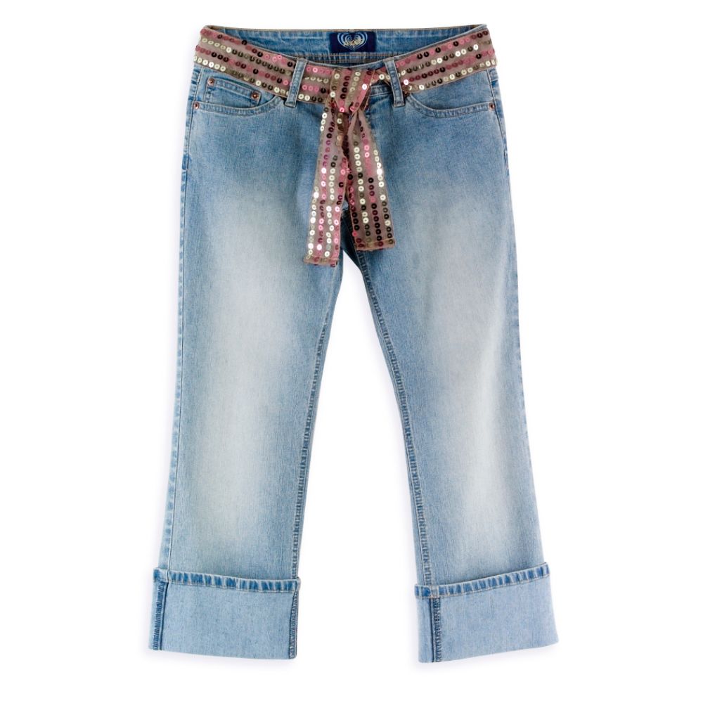 Angels Flood Crop With Back Pocket Embroidery and Sash