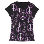 Liberty All Over Pink Neon Peace Signs Tee