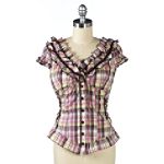 Ali & Kris Laced Plaid Short Sleeve Woven