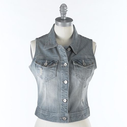Almost Famous Sandblasted Studded Denim Vest