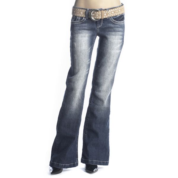 Bongo Belted Embellished Back Pocket Flare Jean