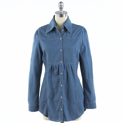 Vintage 1955 Roll Sleeve Snap Button Western Tunic