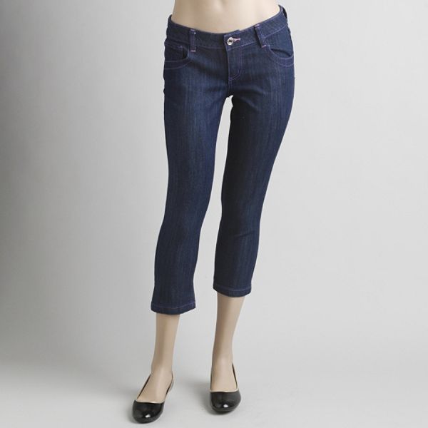 Southpole Embellished Back Pocket Denim Crop Jeans