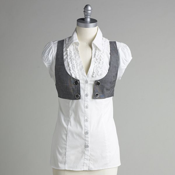 Heart & Soul Junior's Short Sleeve 2Fer Vest Top