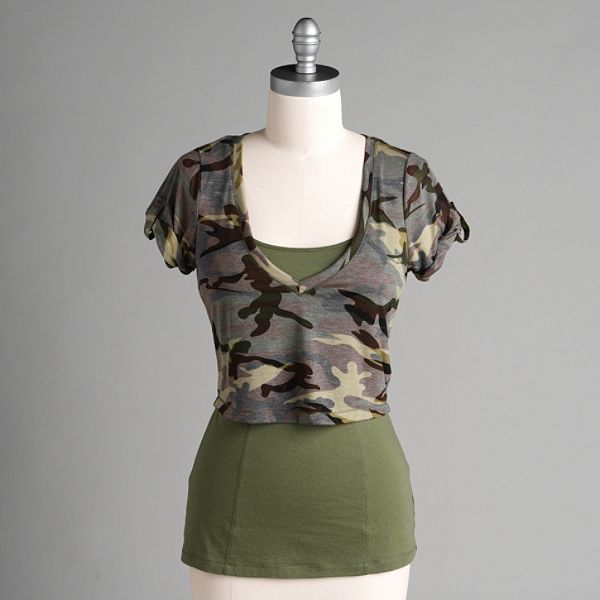 Self Esteem Junior's Camo Two Piece Top