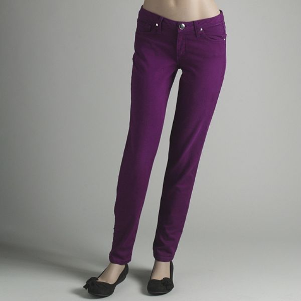 Fit: Juniors plus, Color: Plum, Size: 14 Junior's Five-Pocket Hipster