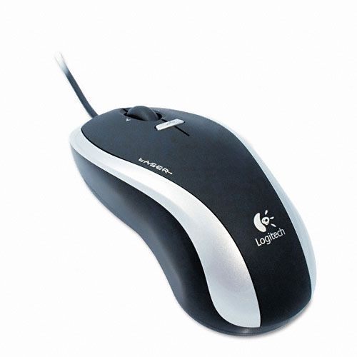 Logitech Optical RX1000 Mouse, Three-Button, Black/Silver