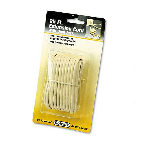 Softalk Modular Telephone Extension Cord, Plug Dual Jack