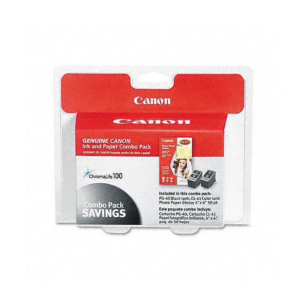 Canon Pixma Black/Color Ink and Photo Paper Combo Pack