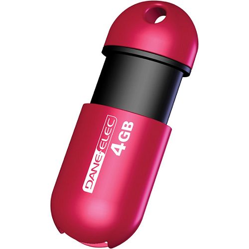 Dane-elec memory 4GB Capless USB 2.0 Flash Drive - Red Black