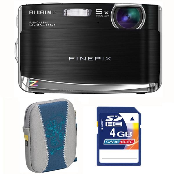 Fuji FinePix Z70 Black 12MP Digital Camera, Blue Carry Case, 4 GB SD
