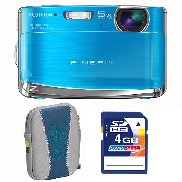 Fuji FinePix Z70 Blue 12MP Digital Camera, Blue Carry Case, 4 GB SD