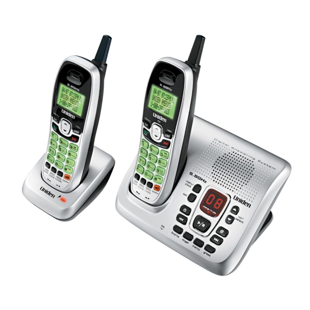 Uniden 5.8GHz Cordless Phone w/ Digital Answering System, 2 Handsets