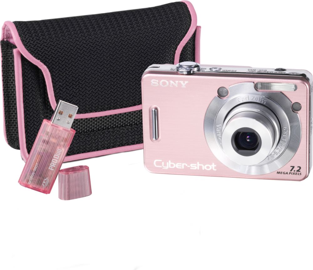 Sony - 7.2MP Digital Camera Bundle with Fashion Case & Memory Stick Duo Reader/Writer
