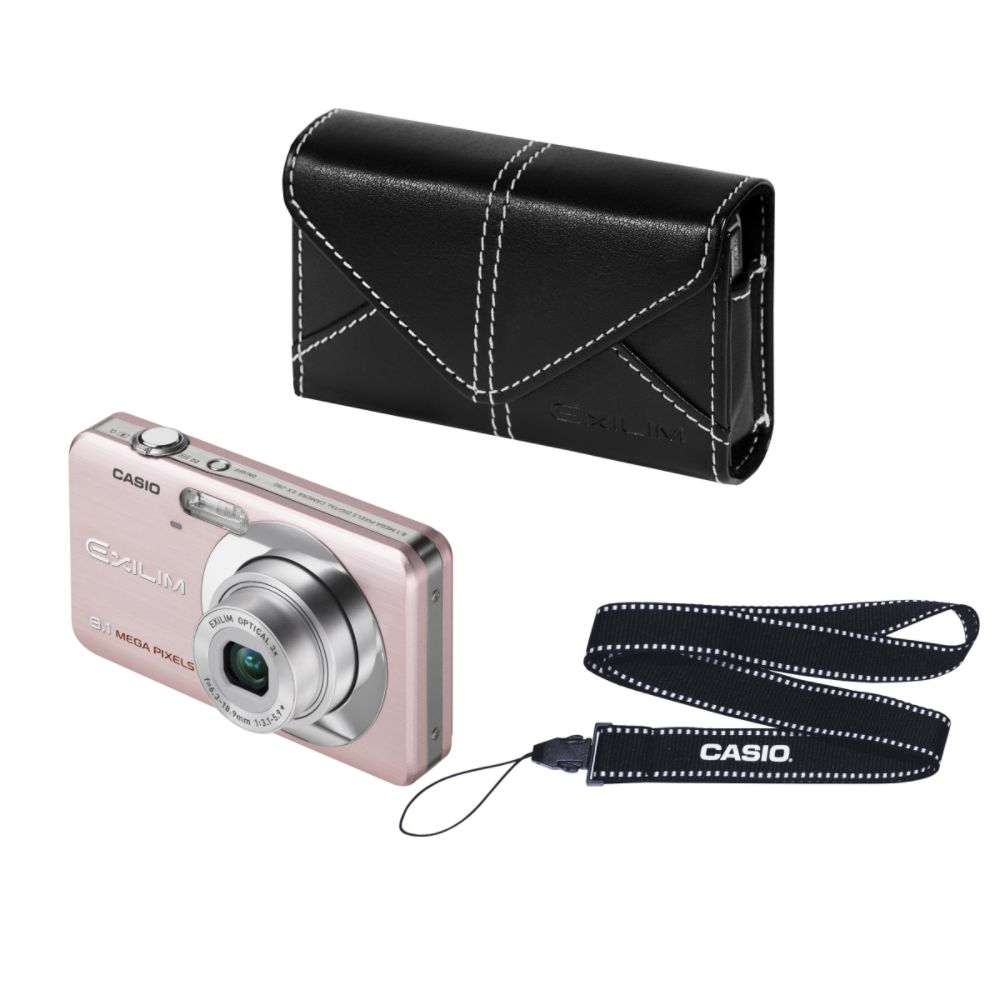 Casio 8.1MP Digital Camera Bundled with Case and Lanyard, EX-Z80 - Pink