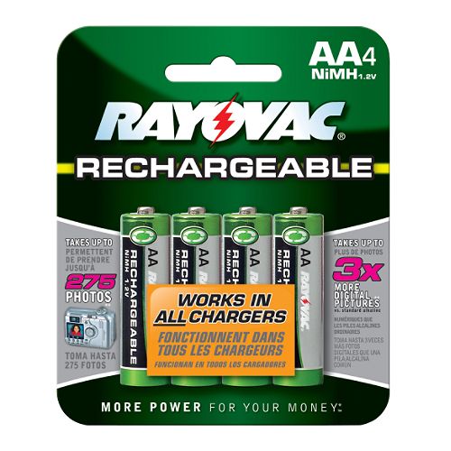 Rayovac NiMH AA Rechargeable Battery, 4 pk.