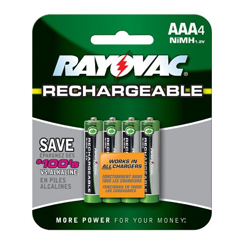 Rayovac NiMH AAA Rechargeable Battery, 4 pk.