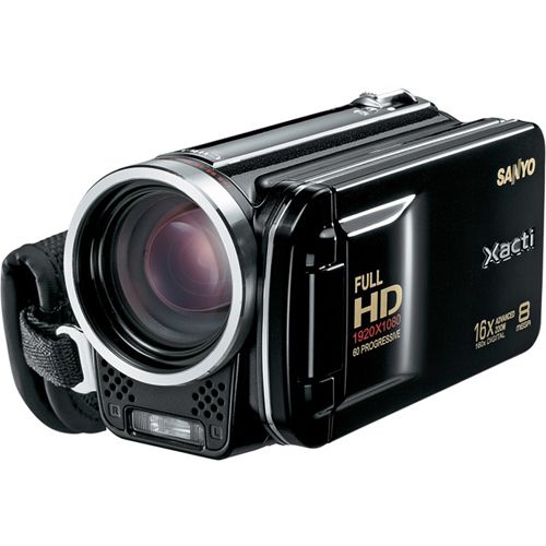 Sanyo - Black 8MP HD 10820p Dual Digital Video Camera with 3.0" LCD
