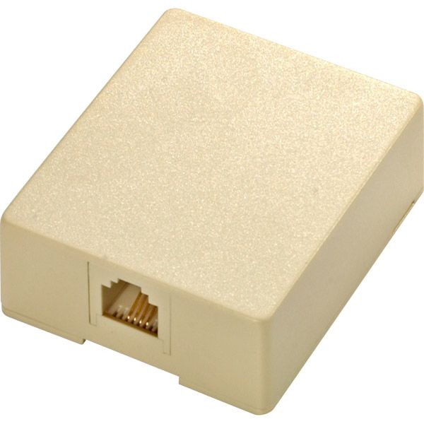 Steren 4-Conductor UL Surface Modular Telephone Jack - Ivory