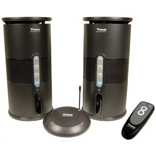 Cables Unlimited - 900MHz Black Wireless Speakers with Remote