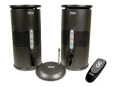 Cables Unlimited - 900MHz Black Wireless Speakers with Remote