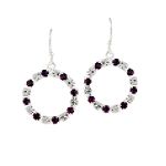 Metaphor Red and Crystal Stone Circle Fishhook Earrings