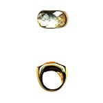 Apostrophe Gold Ring with Oval Crystal Stone