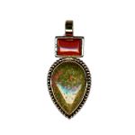 Covington Square and Teardrop Stone Etched Slide - Antique Gold