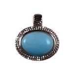 Covington Oval Turquoise Etched Slide - Antique Silver