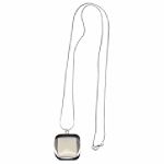 Apostrophe Necklace, Square White Pendant Silver