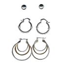 Sears Roebuck and Co. 3-Piece Hoop and Stud Earring Set