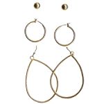 Sears Roebuck and Co. 3-Piece Stud and Hoop Earring Set