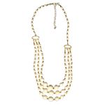 Apostrophe 3-Strand Ivory Beaded Necklace - Goldtone