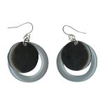 Apostrophe 2-Disc Lucite/Enamel Earring - Black/Gray with Silvertone