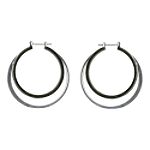 Apostrophe Double Hoop Earring - Black/Silvertone