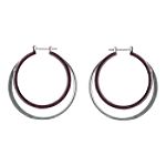 Apostrophe Double Hoop Earring - Plum/Silvertone