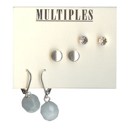 Shopping Dudes Hot Deal for: Multiples 3-Piece Crystal Stud, Silvertone Stud a