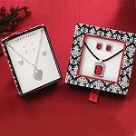 Apostrophe 4-Piece Heart Necklace and Earring Set - Silvertone