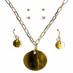 Apostrophe 4-Piece Crystal Stud, Goldtone Stud & Goldtone Disc Necklace & Drop Earring Set