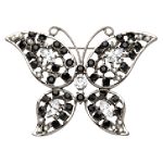 Covington Silver, Jet Butterfly Pin