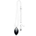 Black Drop with Silver Leaf Set