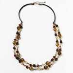 Covington Long Leather Strap Multi Bead Necklace