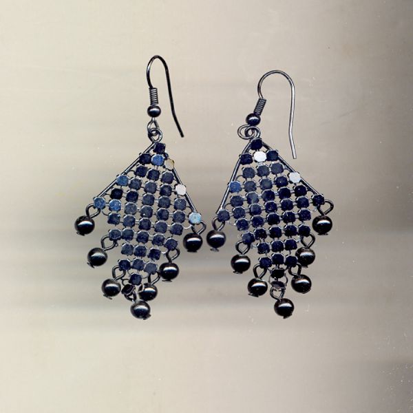Studio By Dauplaise Metallic Jet Small Mesh Diamond Earring