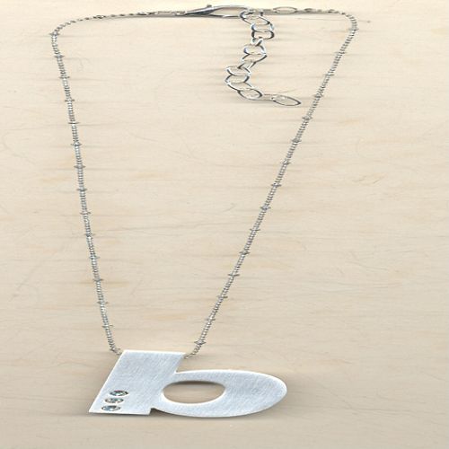 Initial B Necklace in Silvertone