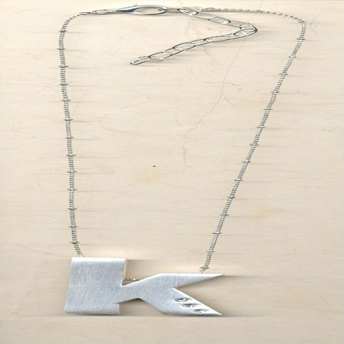 Initial K Necklace in Silvertone