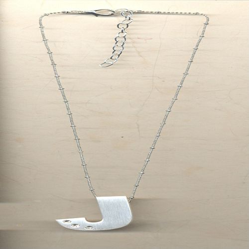 Initial J Necklace in Silvertone