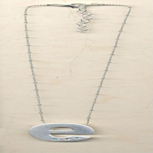 Initial E Necklace in Silvertone
